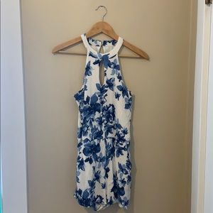 White & Blue Floral Romper
